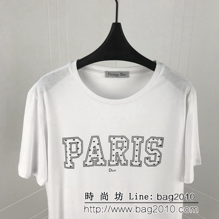 DIOR迪奧 官網同步 19ss早春新款 字母小蜜蜂印花 男款短袖  ydi1685